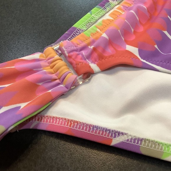 Victoria’s Secret Pastel Rainbow Bikini Bottoms Clear Lucite Ruched Side Panels - Picture 2 of 10